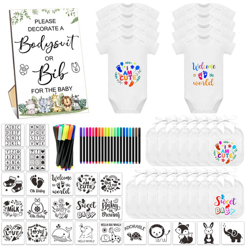 Baby Shower Bib & Bodysuit Craft Set (69-Piece)